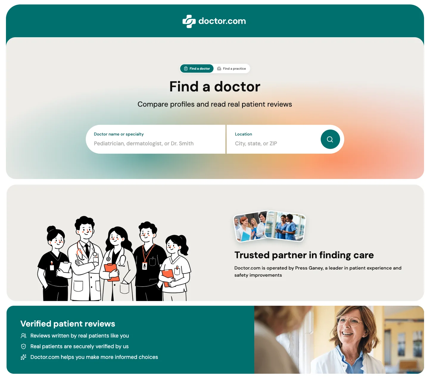 Doctor.com digital experience for finding and choosing healthcare providers