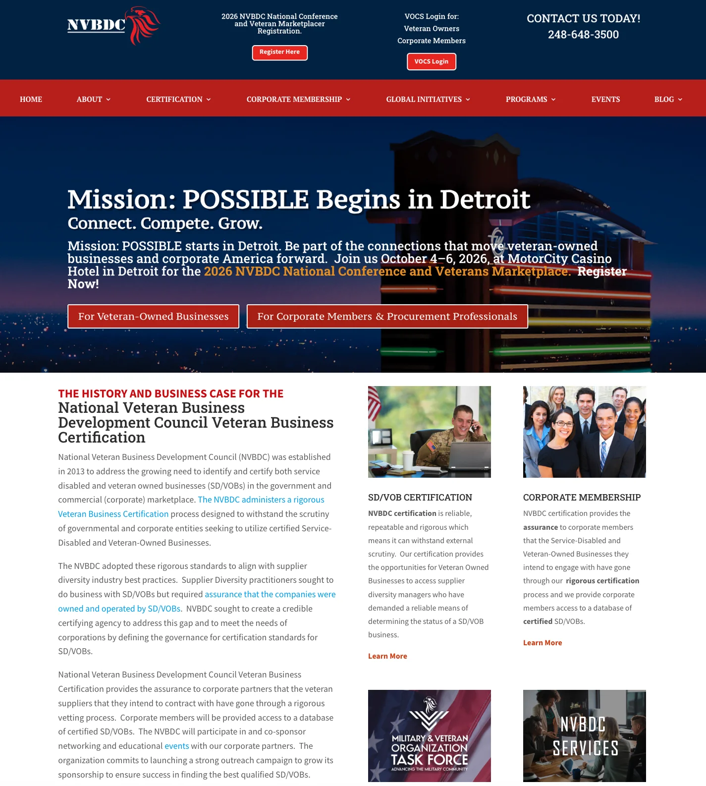 NVBDC institutional website and certification system
